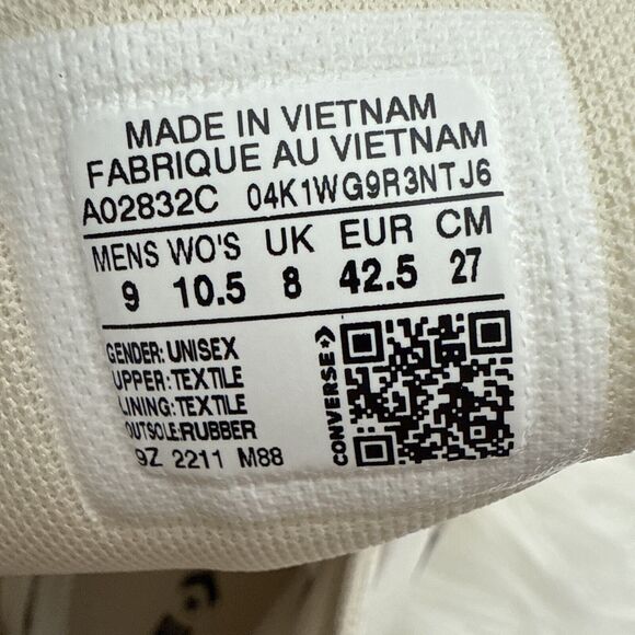 Converse CTAS Construct High Shoes Women's size 10.5 Men's 9 Skate White A02832C - Picture 9 of 10